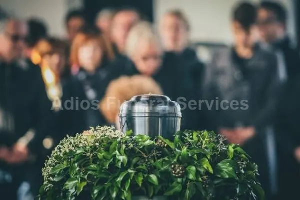 Family gathered at a cremation memorial service