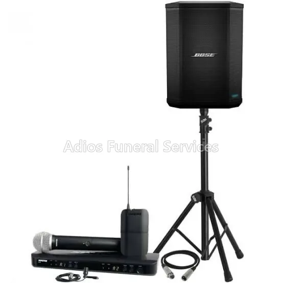 Funeral PA system with speaker and wireless microphone