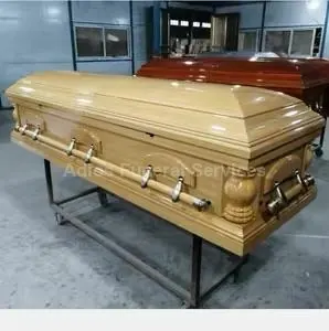 Oak-finish casket