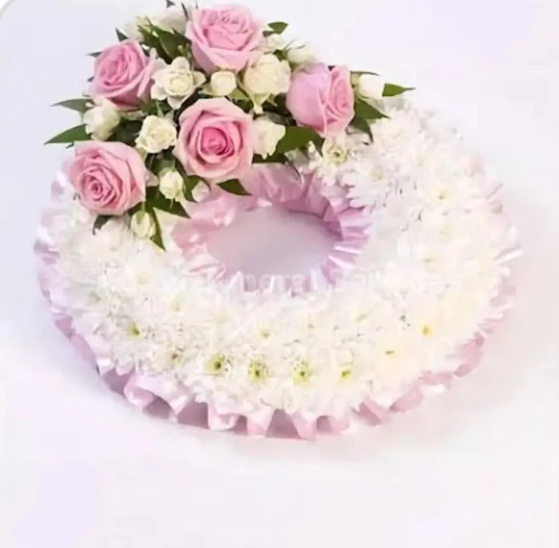Pink and white rose wreath